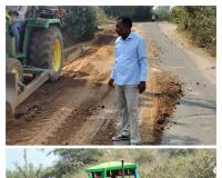 ముత్యంపేట గ్రామ ప్రధాన రహదారి పై గుంతల పూడ్చివేత 