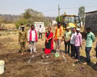 పాఠశాల ప్రహరీ గోడ,వివో కార్యాలయ భవన నిర్మానికి భూమి పూజ  - సర్పంచ్ స్వాతి జగనాథ్ రాథోడ్