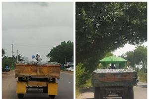 నిబంధనలు పాటించకుండా కంకర రవాణా ఆగేనా..!! ప్రమాదాలు - వాహనదారులకు ఇక్కట్లు తప్పేనా..??